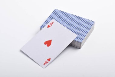 A deck of playing cards with an ace isolated on white background