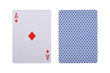 Ace of Diamonds playing card with deck, isolated on white background