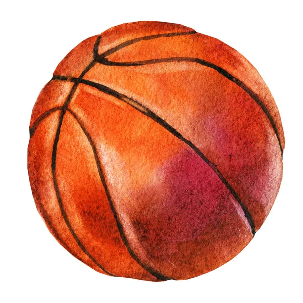 Basketbol topu beyaz zemin üzerine suluboya çizimi