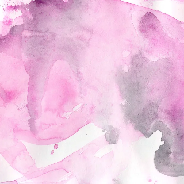 Watercolor illustration. Texture. Watercolor transparent stain. Blur, spray. Pink color. — Stock Photo, Image