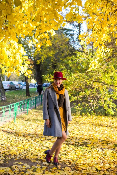 Sonbahar şehrinde yürüyen bir kız