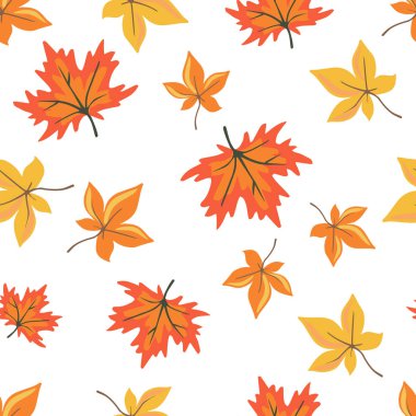 Sonbahar ve sonbahar mevsimi pürüzsüz. Kumaş, tekstil, ambalaj kağıdı, duvar kağıdı yüzey tasarımı için el çizimi İskandinav tarzı tekrarlanan arka plan dokusu.