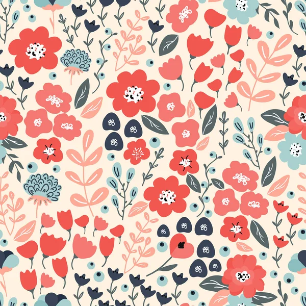 Çiçekler ve dallarla parlak ve renksiz desen. Duvar kağıdı, kumaş, ambalaj kağıdı, kırtasiye ve tekstil tasarımı için kusursuz çiçek arkaplanı.