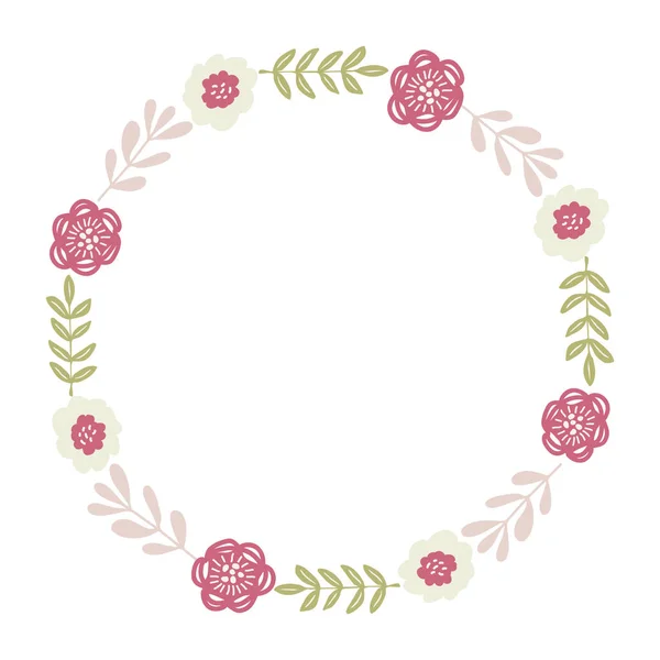Enkel blomma krans illustration för bröllop inbjudningar och gratulationskort design — Stock vektor