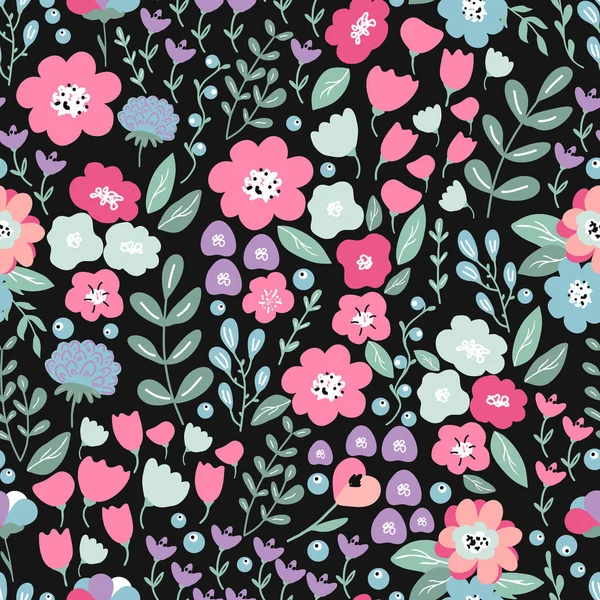 Çiçekler ve dallarla parlak ve renksiz desen. Duvar kağıdı, kumaş, ambalaj kağıdı, kırtasiye ve tekstil tasarımı için kusursuz çiçek arkaplanı.