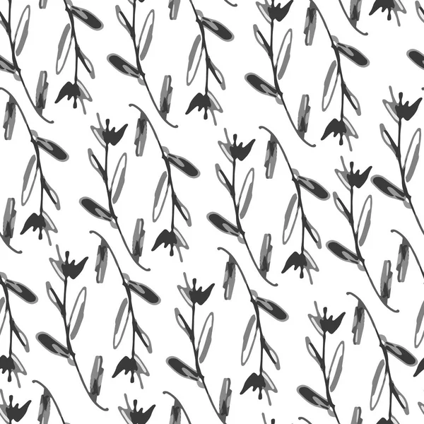 Kusursuz desenli, elle çizilmiş siyah beyaz çiçekler. Kumaş, duvar kağıdı, markalaşma, tekstil tasarımı için zarif döşeme dokusu