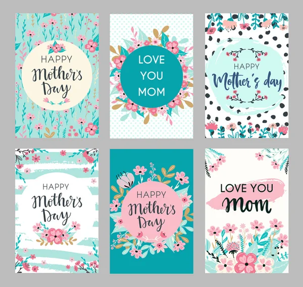 Anneler Günü tebrik kartları. Narin desenli Mutlu Anneler Günü 'nün koleksiyonu. Çiçekli ve çelenkli tebrik kartları.