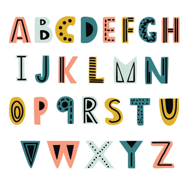 El yapımı modern eğlence ve eğitim veya dekorasyon için parlak alfabe.