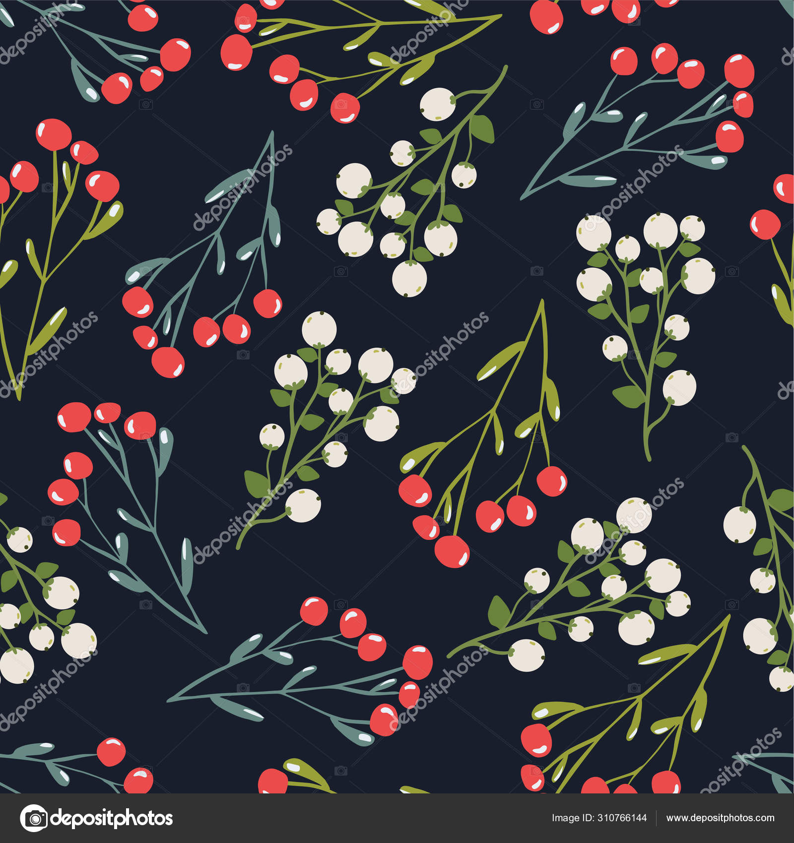 Seamless pattern with hand drawn poinsettia flowers and floral branches and  berries, mistletoe, christmas florals. Repeating background for wrapping  paper, fabric, stationary products decoration. Stock Vector by ©Saltoli  310224892