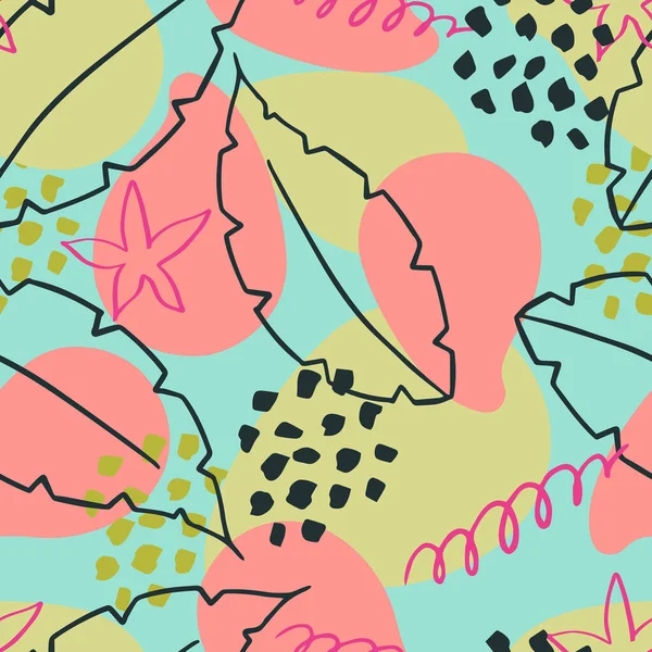 Абстрактные Цветочные Бесшовные Линии Бумаги Капли Цветы Точки Абстрактные Формы — стоковый вектор