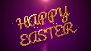 Golden Happy Easter text animation with glowing particles, sparkles, and festive light effects. Perfect for Easter greetings, spring celebration videos, invitations, and holiday intros