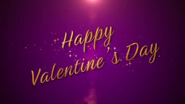 Elegant golden Valentines Day text animation with sparkling particles, glowing lights