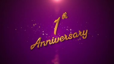 Golden 1th Anniversary glowing text with shining particles and soft light effects. A romantic and elegant animation, perfect for celebrating four years of love, marriage.