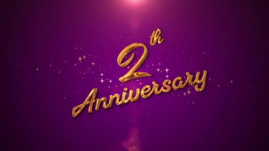 Golden 2th Anniversary glowing text with shining particles and soft light effects. A romantic and elegant animation, perfect for celebrating four years of love, marriage, family memories