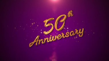 Shiny golden 50th Anniversary text with sparkling particles and glowing effects. A luxurious and elegant animation, perfect for the golden wedding anniversary