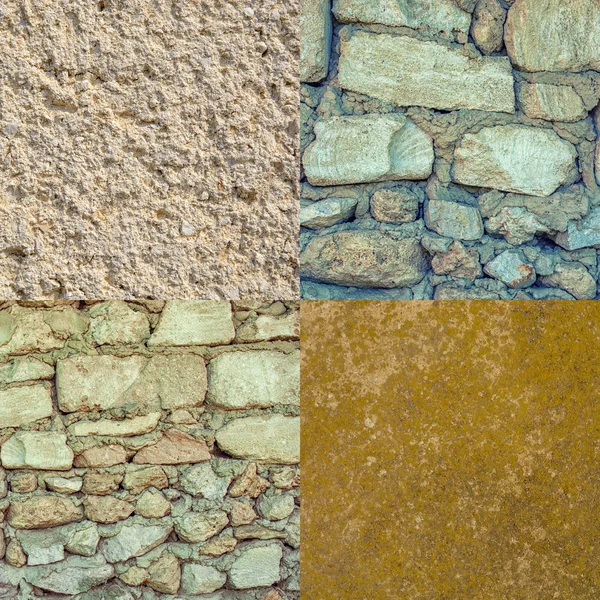 Set Fotos Piedra Vieja Ladrillo Paredes Cemento Textura Fondo — Foto de Stock