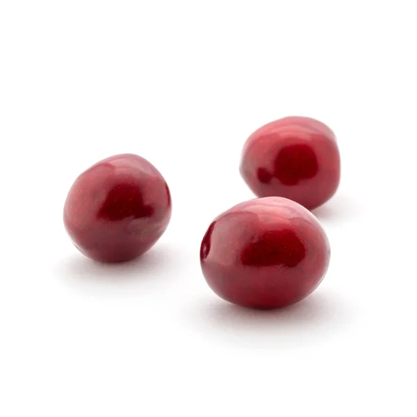 Foto Hermosas Cerezas Rojas Aisladas Sobre Fondo Blanco — Foto de Stock