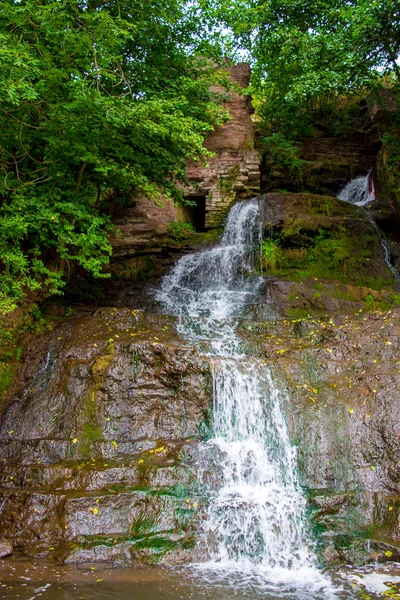 Photo High Beautiful Waterfall Mountains — Stock Photo, Image