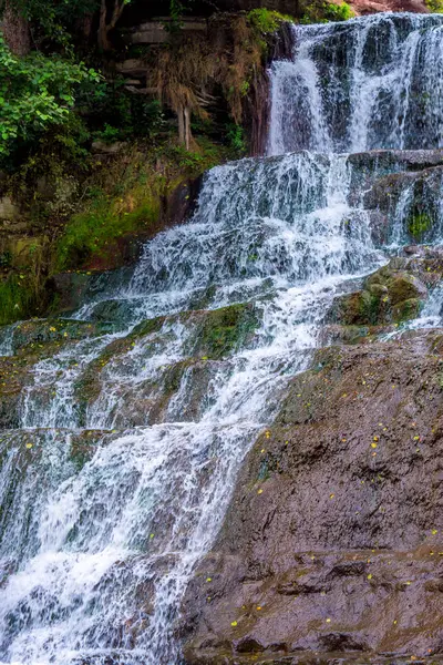 Photo High Beautiful Waterfall Mountains — Stock Photo, Image