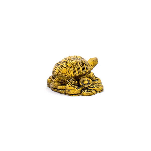 Фото Красивой Золотой Традиционной Китайской Черепахи Белом Фоне — стоковое фото