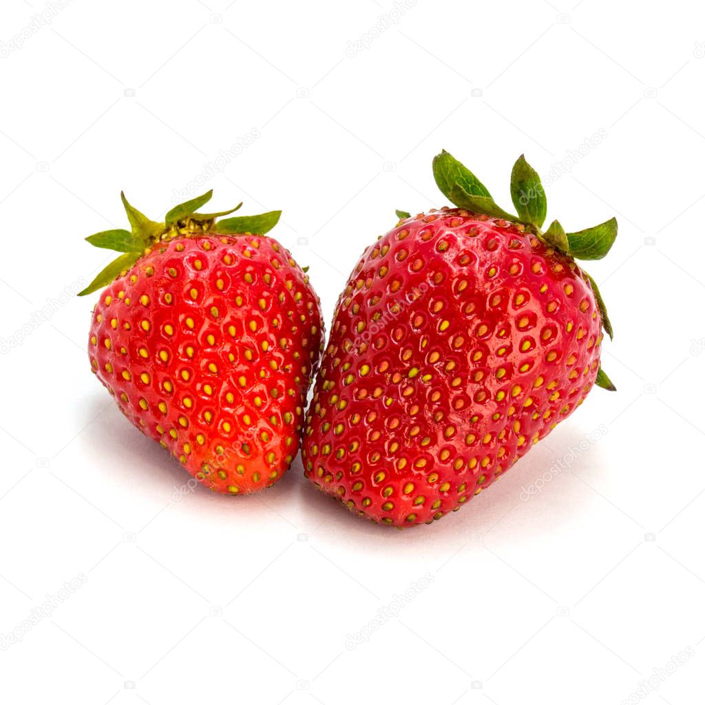 Photo of red beautiful strawberry isolated on white background