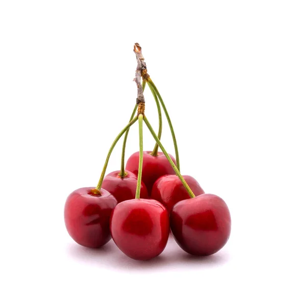 Foto de cerezas rojas aisladas sobre fondo blanco — Foto de Stock