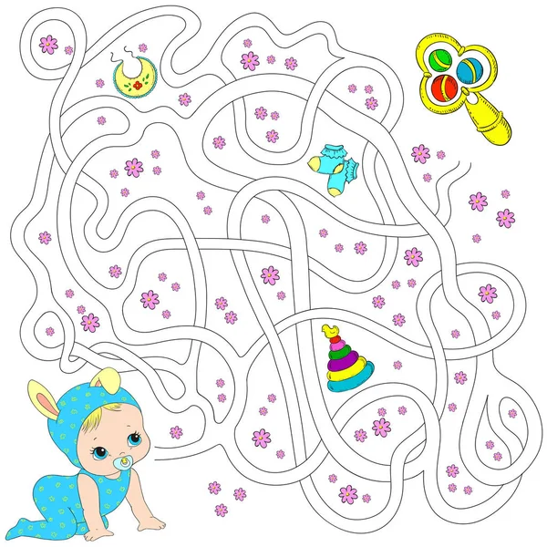 Labyrint För Barn Pedagogiska Spel Hitta Sökvägen Vektorillustration — Stock vektor