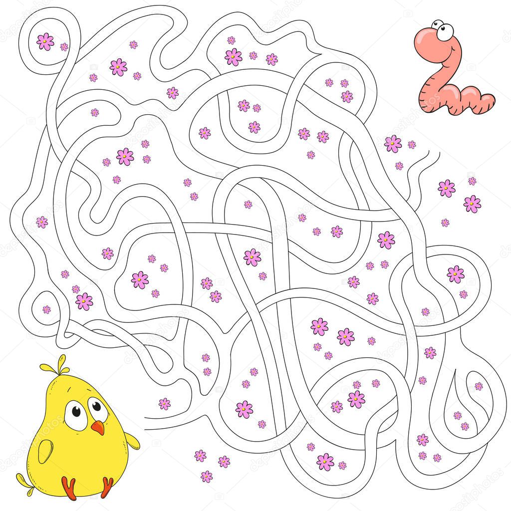 Labyrinth for children. Educational games. Find the path. Vector illustration.