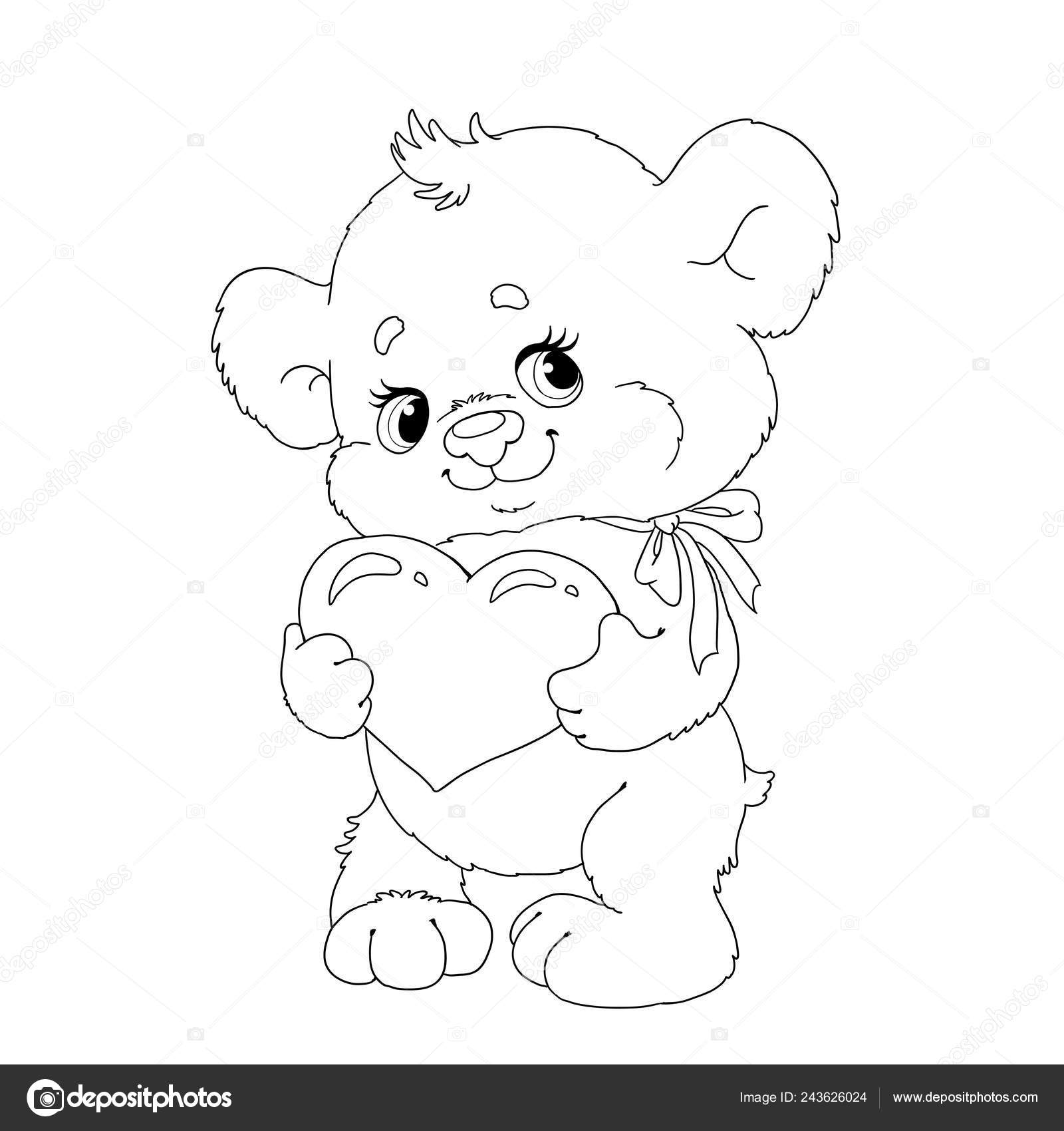 Desenho de página para colorir de doodle kawaii bonito animal de desenho de  urso