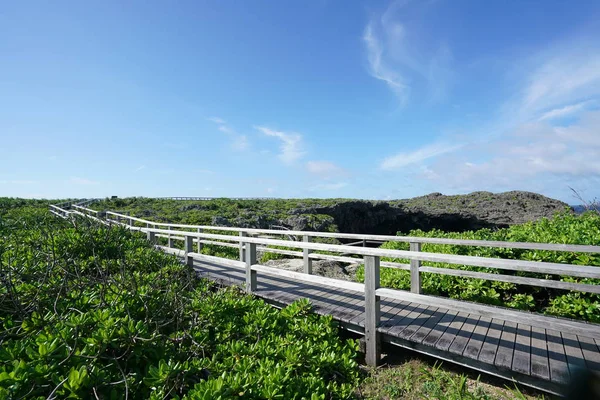 Okinawa, Japan-Temmuz 7, 2018: Tori Ike Shimoji Adası'nda mavi bir delik olduğunu. İki göl oluşur. Renk değişiklikleri nedeniyle thermocline.