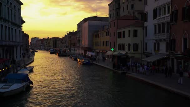 Wenecja Włochy Lipiec 2018 Zachód Słońca Widziany Mostu Rialto — Wideo stockowe