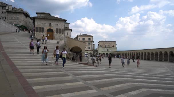 Assisi Italien Juli 2018 Piazza Inferiore Francesco Und San Francesco — Stockvideo