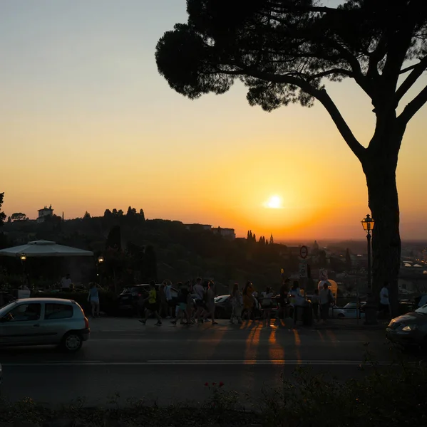 Florença Itália Julho 2018 Vista Pôr Sol Piazzale Michelangelo Florença — Fotografia de Stock