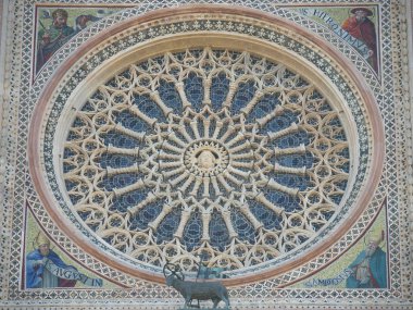 Orvieto, İtalya-Temmuz 28, 2018: Duomo di Orvieto sabah