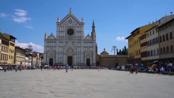 Firenze Italia Luglio 2018 Piazza Santa Croce Basilica Santa Croce — Video Stock