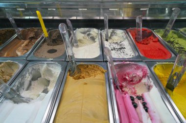 Roma, İtalya-Temmuz 28,2018: dondurma veya gelato, Roma çeşitli