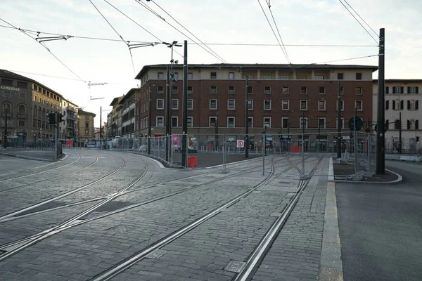 Florenz Italien Juli 2018 Straßenbahn Bau Kurz Nach Dem Sonnenaufgang — Stockfoto