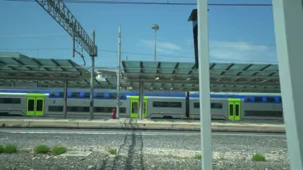 Roma Italia Luglio 2018 Stazione Roma Tiburtina Vista Treno Arrivo — Video Stock