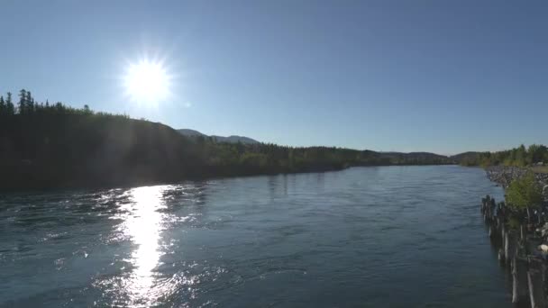 Whitehorse Canadá Setembro 2018 Yukon River Flui Whitehorse Canadá Setembro — Vídeo de Stock