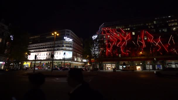 Paris Frankreich Oktober 2018 Haussmann Boulevard Paris Den Frühen Morgenstunden — Stockvideo