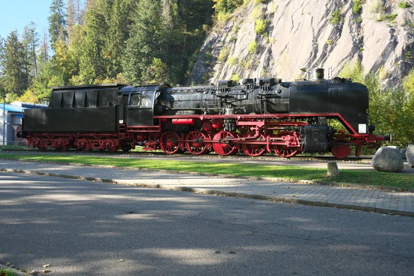 Triberg Německo Říjen 2018 Parní Lokomotiva Vyhrazena Tribergu Železniční Stanici — Stock fotografie