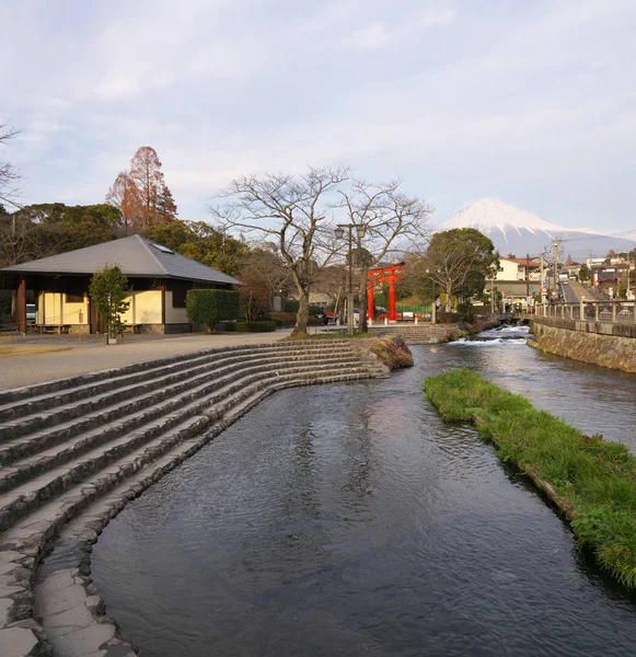Σιζουόκα Ιαπωνία Δεκέμβριος 2018 Όρος Φουτζιγιάμα Κόκκινο Θεϊκή Πύλη Ταΐσα — Φωτογραφία Αρχείου