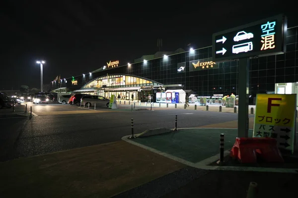 Kanagawa Japan Dezember 2018 Nachtansicht Tomei Expressway Ebina Rest Stop — Stockfoto