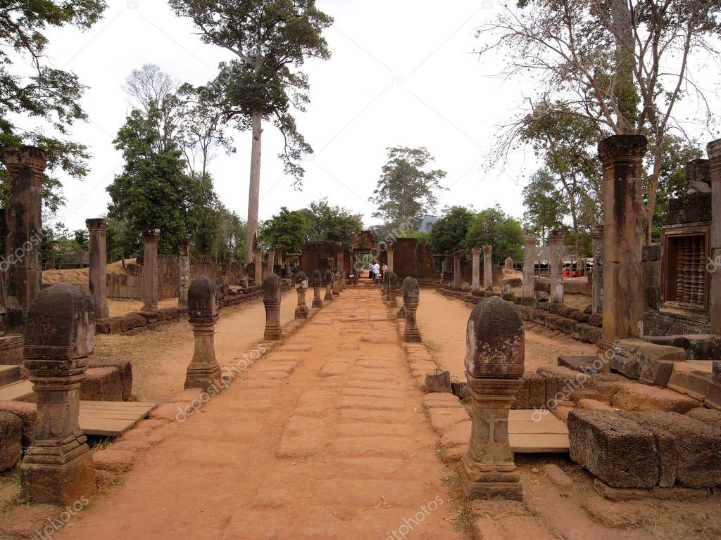 Siem Reap,Cambodia-March 9, 2008: An approach of Banteay Srei at the year 2008.  