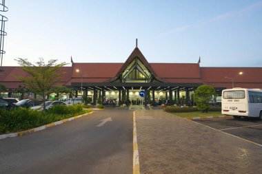 Siem Reap,Kamboçya-Januay 11, 2019: Akşam Kamboçya Siem Reap Uluslararası Havaalanı