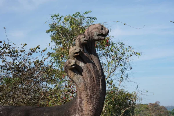 Preah Vihear Kambodja Januari 2019 Naga Hoofd Aan Het Einde — Stockfoto