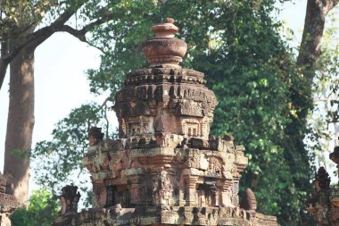 Siem Reap, Kamboçya-Ocak 9, 2019: Siem Banteay Srei kabartmaları Reap, Kamboçya