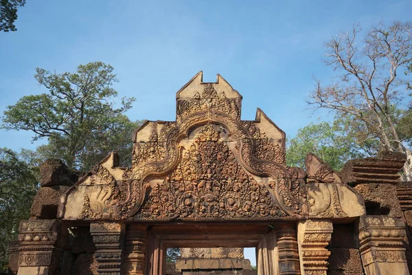 Siem Reap Kambodża Stycznia 2019 Płaskorzeźby Banteay Srei Siem Reap — Zdjęcie stockowe