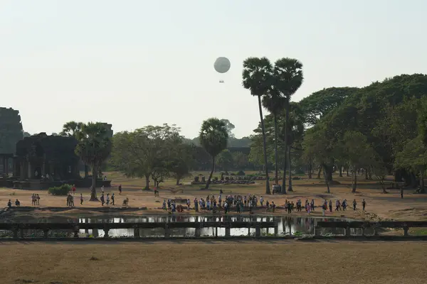 Siem Reap Kambodja Januari 2019 Ballong Över Angkor Wat Siem — Stockfoto