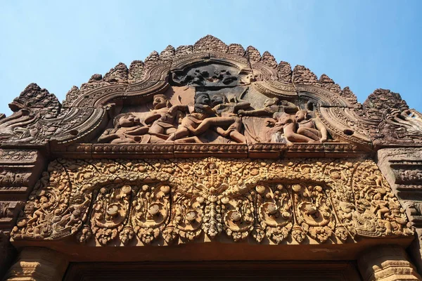 Siem Reap Kambodscha Januar 2019 Reliefs Banteay Srei Siem Reap — Stockfoto
